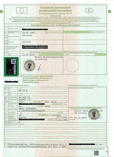 Zulassungsbescheinigung Reifen